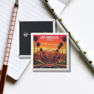 Vintage Los Angeles California 2 Inch Square Button