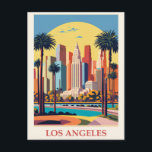 Vintage Los Angeles California City Skyline Travel Postcard<br><div class="desc">Anyone would love to receive this vintage travel postcard featuring a retro illustration of the city skyline of Los Angeles in the state of California!</div>