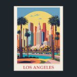 Vintage Los Angeles California City Skyline Travel Postcard<br><div class="desc">Anyone would love to receive this vintage travel postcard featuring a retro illustration of the city skyline of Los Angeles in the state of California!</div>