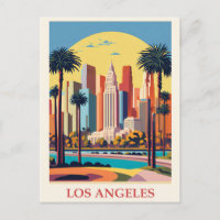 Vintage Los Angeles California City Skyline Travel