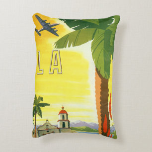 Vintage Los Angeles, California Mission with Palm Accent Pillow