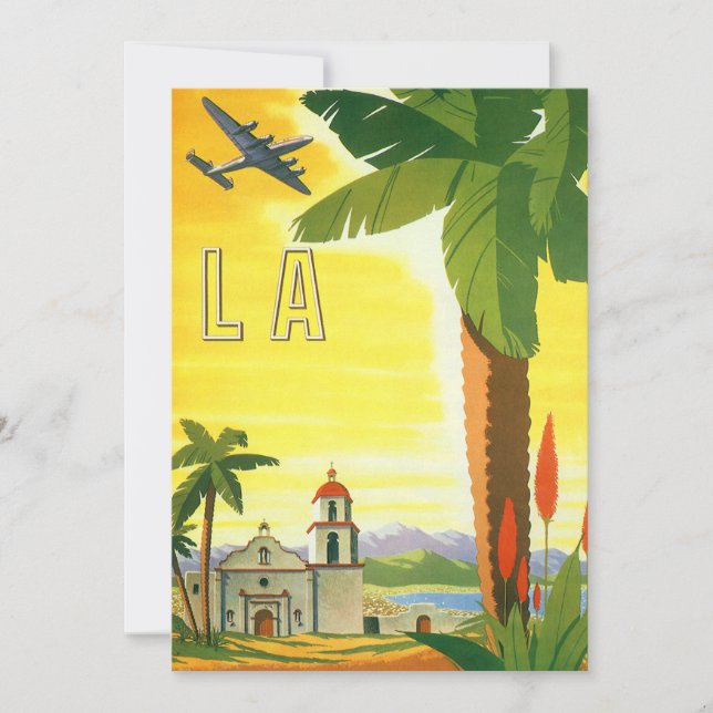 Vintage Los Angeles, California Mission with Palm Invitation (Front)