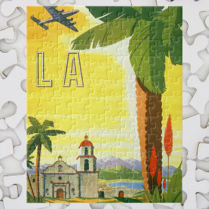Vintage Los Angeles, California Mission with Palm Jigsaw Puzzle