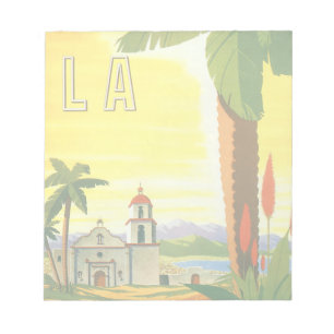 Vintage Los Angeles, California Mission with Palm Notepad