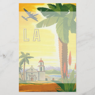 Vintage Los Angeles, California Mission with Palm Stationery