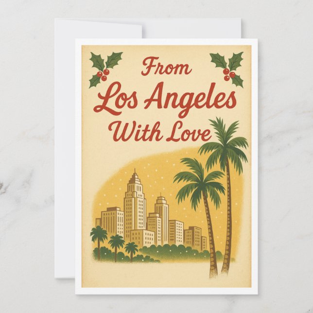 Vintage Los Angeles Christmas Holiday Card  (Front)