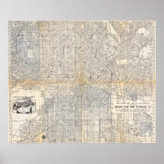 Vintage Los Angeles Map Poster 1942