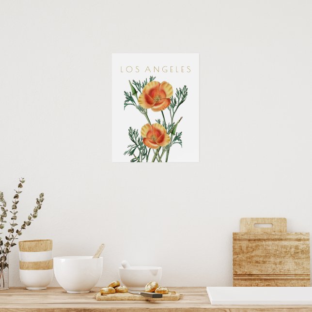 Vintage Los Angeles state flower travel midcentury Poster (Kitchen)
