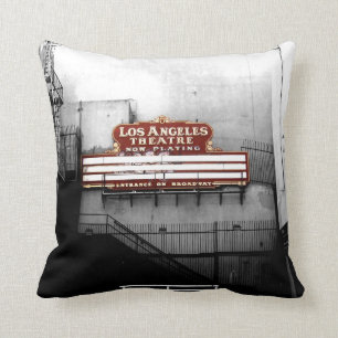 Vintage Los Angeles Theatre Sign Throw Pillow