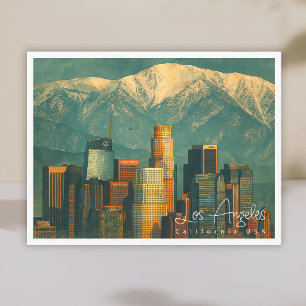 Vintage Los Angeles Watercolor   Retro California Holiday Postcard