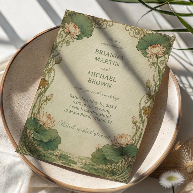 Vintage Lotus Botanical Invitation (Creator Uploaded)