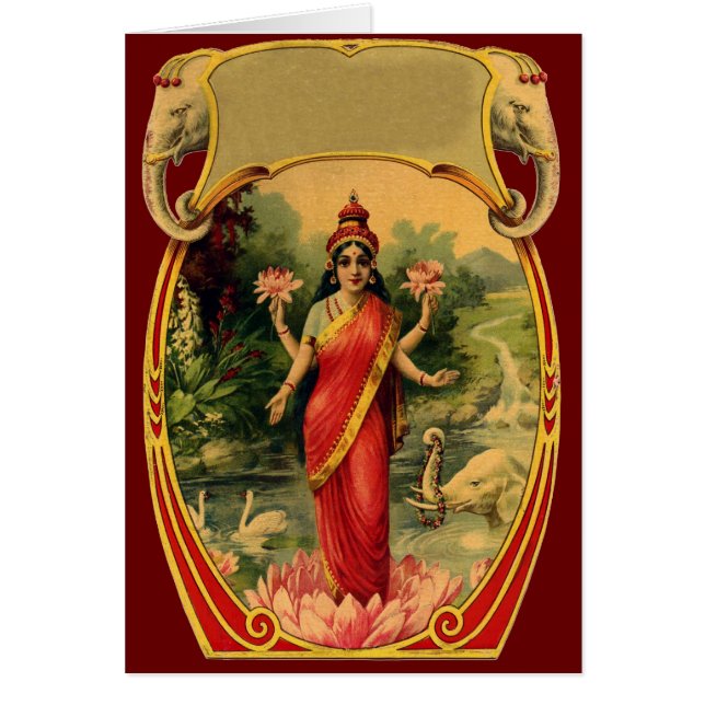 vintage Lotus Flower Hindu Goddess Lakshmi (Front)