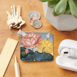 Vintage Lotus Flowers, The Sacred Egyptian Bean Keychain