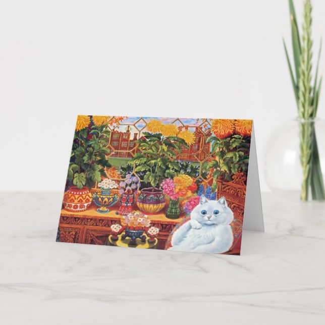 Vintage Louis Wain Botanist Cat Art Card (Front)