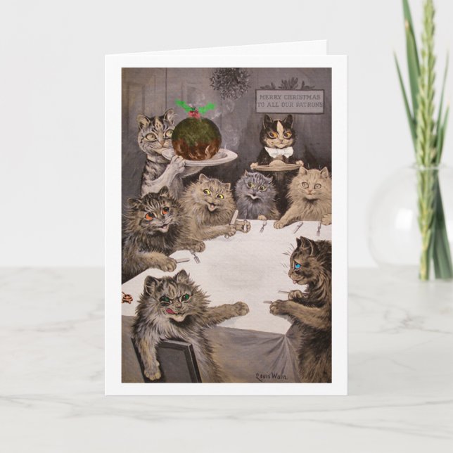 Vintage Louis Wain Cats Christmas Art Card (Front)