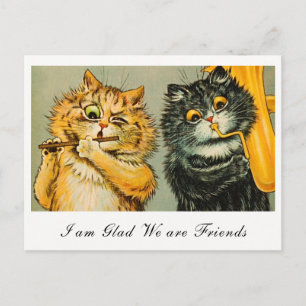 Vintage Louis Wain Cats I am Glad We are Friends Postcard