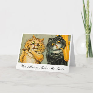 Vintage Louis Wain Cats You Always Make Me Smile Thank You Card