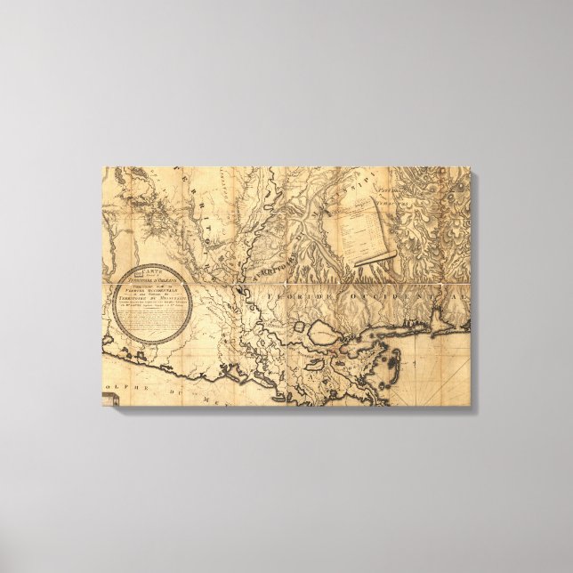 Vintage Louisiana Map Canvas Print (Front)