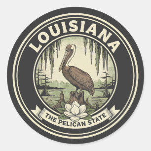 Vintage Louisiana Pelican State Heritage Emblem Classic Round Sticker
