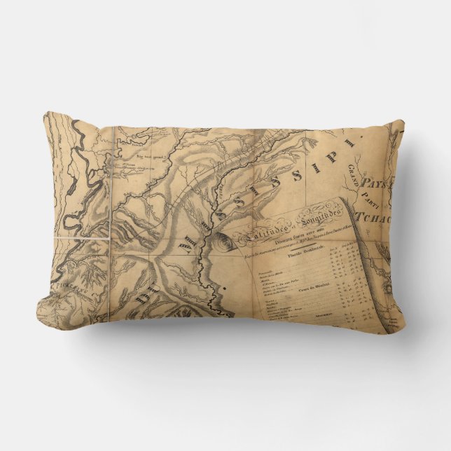 Vintage Louisiane Carte Oreiller (Recto)