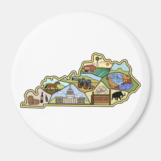 Vintage Louisville Lexington Kentucky Map Magnet (Front)