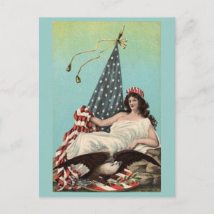 Vintage Lounging Lady Liberty Postcard