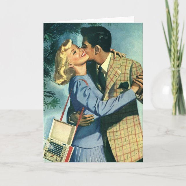 Vintage Love and Romance, Christmas Dance Holiday Card (Front)