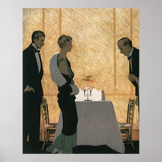Vintage Love and Romance, Couple Elegant Dinner Poster (Front)