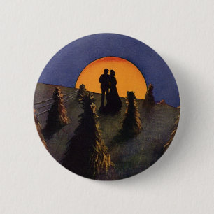 Vintage Love and Romance, Harvest Moon Kiss 2 Inch Round Button