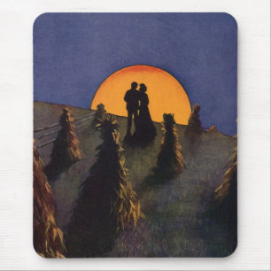 Vintage Love and Romance, Harvest Moon Kiss Mouse Pad
