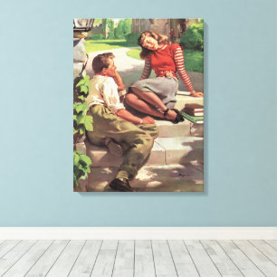 Vintage Love and Romance, High School Sweethearts Canvas Print