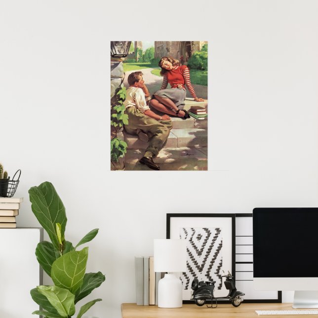 Vintage Love and Romance, High School Sweethearts Poster (Home Office)