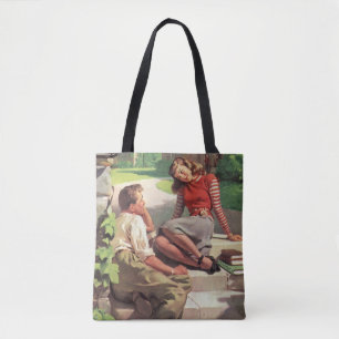 Vintage Love and Romance, High School Sweethearts Tote Bag
