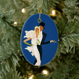 Vintage Love and Romance, Modern Wedding Couple Ceramic Ornament