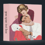 Vintage Love and Romance, Newlyweds in Pink Binder<br><div class="desc">Vintage illustration love and romance design featuring a happy newlywed couple hugging and snuggling. She is about to whisper a secret to her sweetheart.</div>