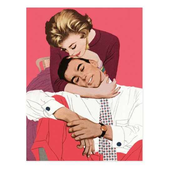 Vintage Love and Romance, Newlyweds Save the Date Postcard