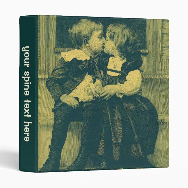 Vintage Love and Romance Photo, Children Kiss Binder (Front/Spine)