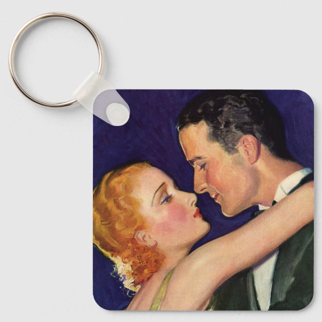 Vintage Love and Romance, Retro Hollywood Movies Keychain (Front)