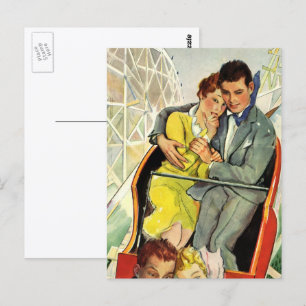 Vintage Love and Romance, Roller Coaster Ride Postcard