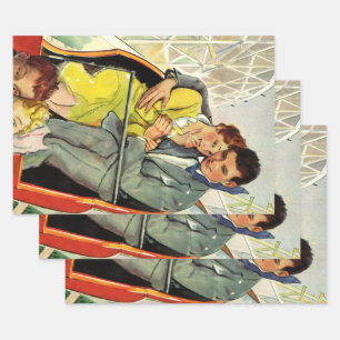 Vintage Love and Romance, Roller Coaster Ride Wrapping Paper Sheet