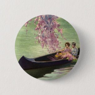 Vintage Love and Romance, Romantic Canoe Ride 2 Inch Round Button