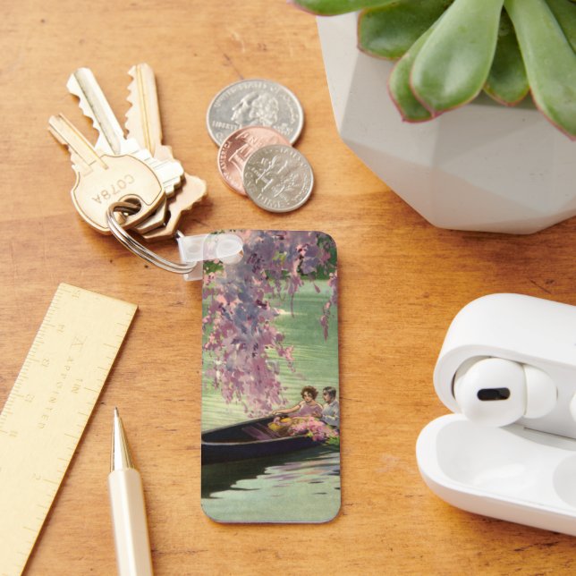 Vintage Love and Romance, Romantic Canoe Ride Keychain (Desk)