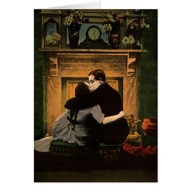 Vintage Love and Romance, Romantic Fireplace Kiss (Front)