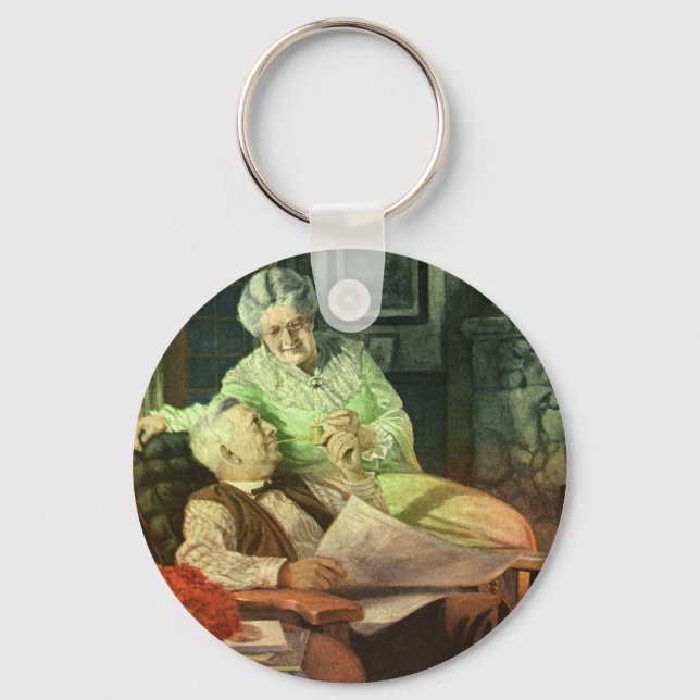 Vintage Love and Romance; Romantic Grandparents Keychain (Front)