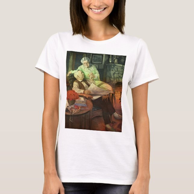 Vintage Love and Romance; Romantic Grandparents T-Shirt (Front)