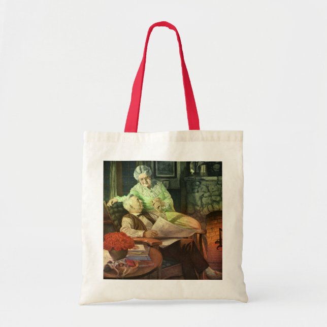 Vintage Love and Romance; Romantic Grandparents Tote Bag (Front)