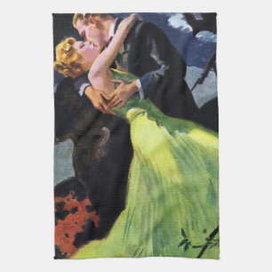 Vintage Love and Romance, Romantic Kiss Kitchen Towel