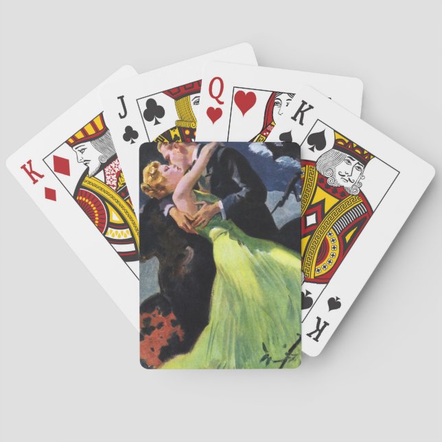 Vintage Love and Romance, Romantic Kiss Playing Cards (Back)