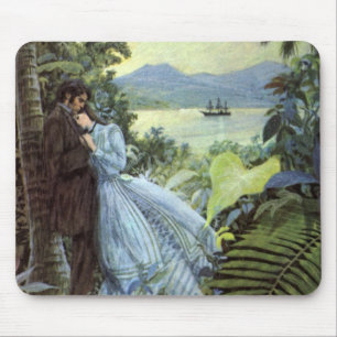 Vintage Love and Romance, Romantic Tropical View Mouse Pad