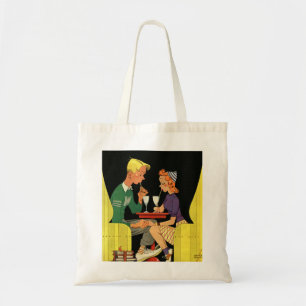 Vintage Love and Romance, Teens at the Soda Shop Tote Bag